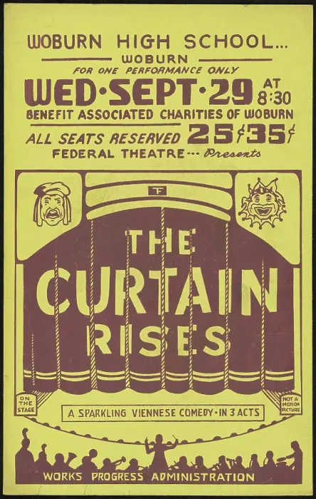 Framed Print : The Curtain Rises, Woburn, MA, [193-]. Creator: Unknown