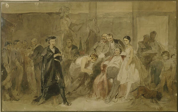Behind the curtain in the serf theatre. Artist: Trutovsky, Konstantin Alexandrovich (1826-1893)