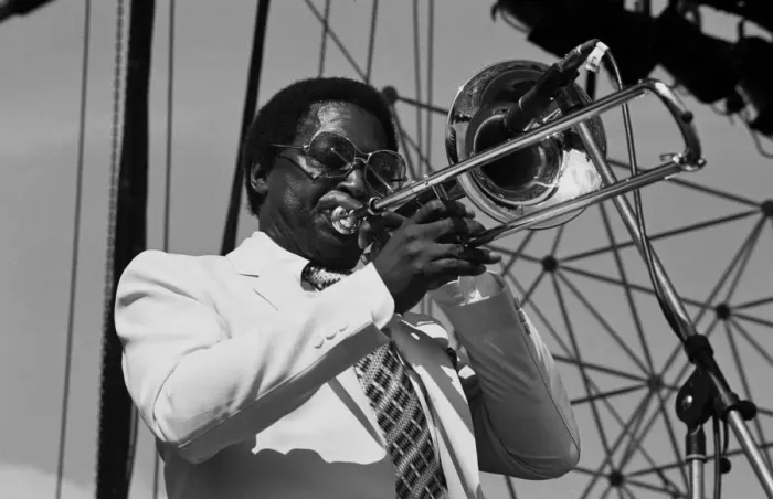 Framed Print : Curtis Fuller, Capital Jazz Festival, Knebworth, Herts, July 1982. Artist: Brian O Connor Framed Print : Curtis Fuller, Capital Jazz Festival, Knebworth, Herts, July 1982. Artist: Brian O Connor