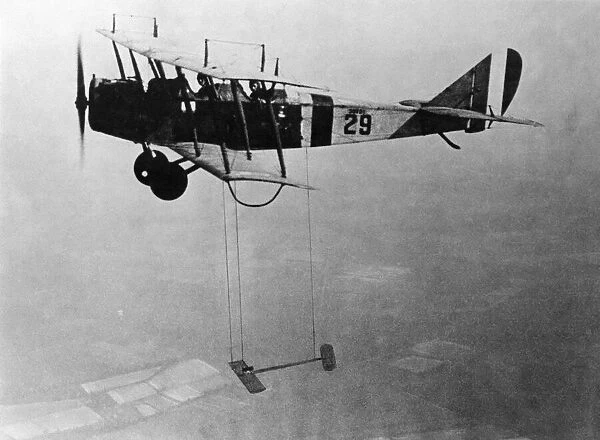 Curtiss JN-4 'Jenny'aircraft with model wing suspended, June 22, 1921