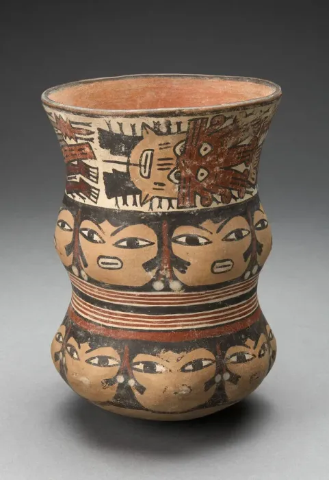 Framed Print : Curving Beaker with Rows of Abstract Human Faces, 180 B. C. / A. D. 500. Creator: Unknown Framed Print : Curving Beaker with Rows of Abstract Human Faces, 180 B. C. / A. D. 500. Creator: Unknown