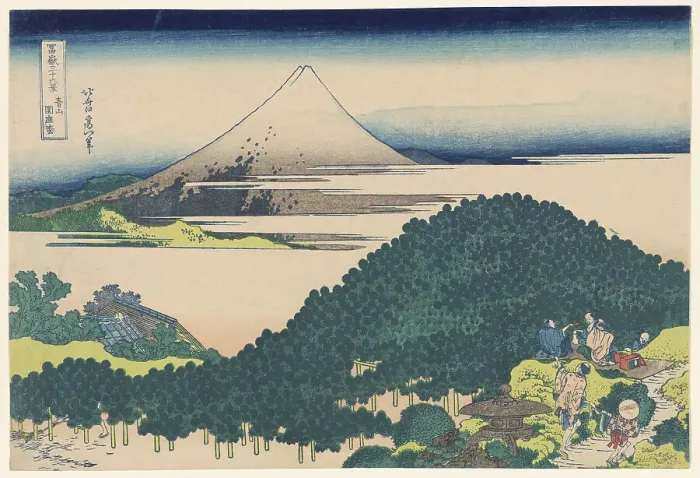 Framed Print : Cushion Pine Tree at Aoyama (Aoyama Enza no matsu), from the series Thirty-six... Japan, c1830 / 33. Creator: Hokusai. Cushion Pine Tree at Aoyama (Aoyama Enza no matsu), from the series Thirty-six... Japan, c1830 / 33. Creator: Hokusai