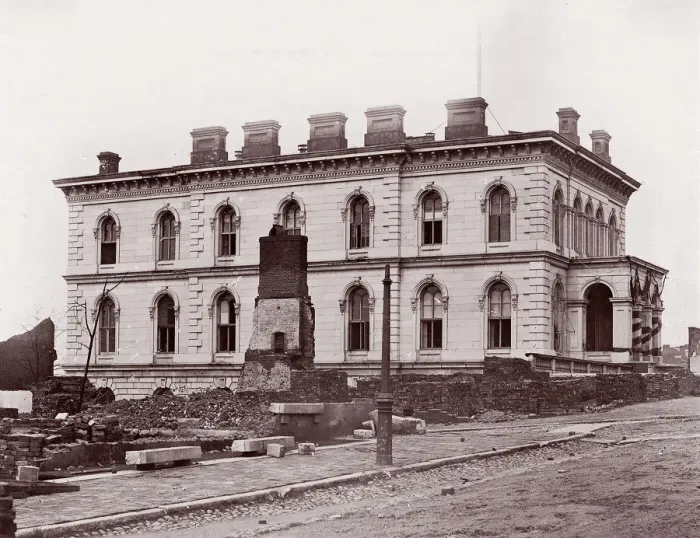 Framed Print : Custom House, Richmond, Virginia (after evacuation), 1861-65. Creator: Alexander Gardner Framed Print : Custom House, Richmond, Virginia (after evacuation), 1861-65. Creator: Alexander Gardner