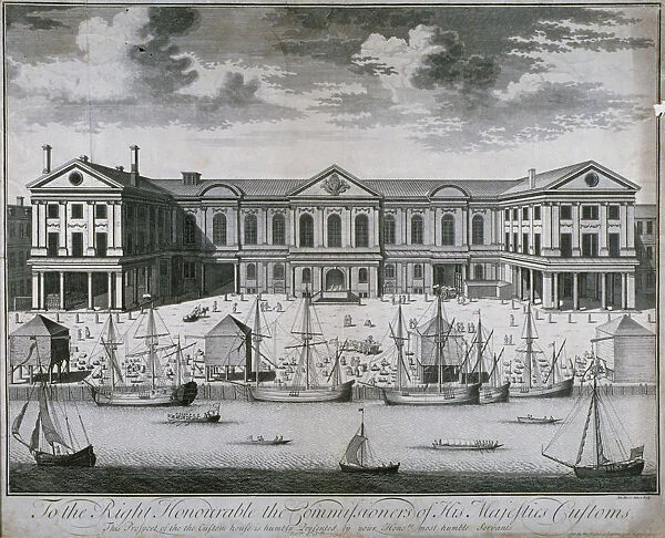 The Custom House from the River Thames, as it was in 1714, 1715