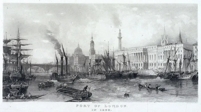 Framed Print : Custom House and River Thames, 1839. Artist: Frederick James Havell Framed Print : Custom House and River Thames, 1839. Artist: Frederick James Havell