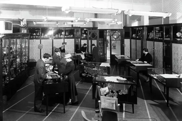 Framed Print : Customers in the Barnsley Co-op jewellery department, South Yorkshire, 1957. Artist Framed Print : Customers in the Barnsley Co-op jewellery department, South Yorkshire, 1957. Artist