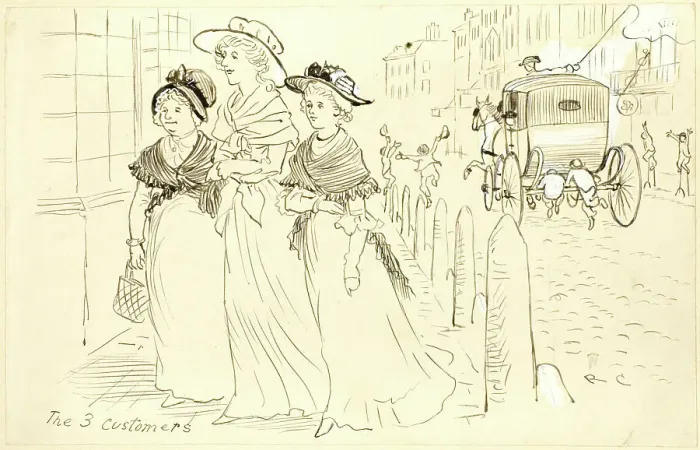 Framed Print : The Three Customers, n.d. Creator: Randolph Caldecott Framed Print : The Three Customers, n.d. Creator: Randolph Caldecott