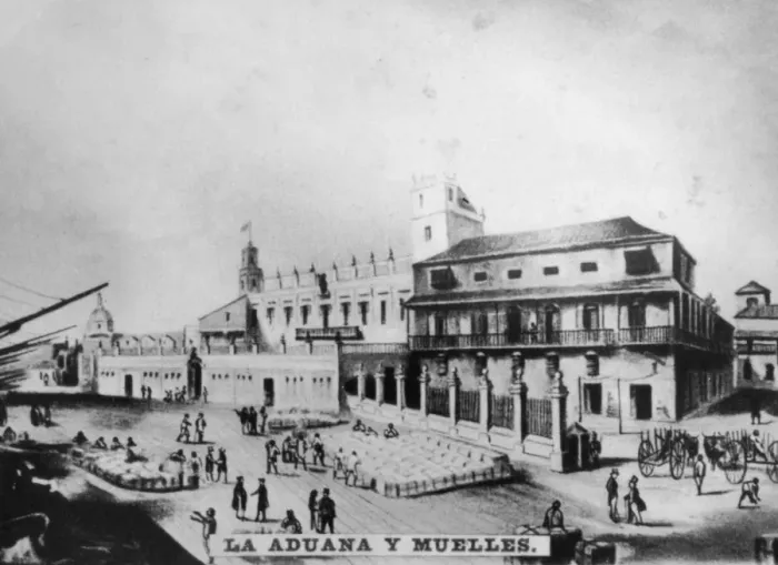 Framed Print : Customs house and wharves, Havana, Cuba, 1841, [c1910]