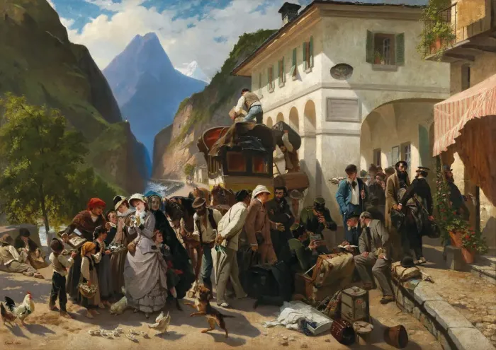 Framed Print : Customs at the Simplon, 1880. Creator: Giraud, Pierre Francois Eugene (1806-1881)
