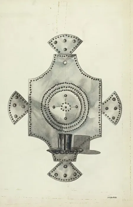 Framed Print : Cut Tin Candle Holder, 1936. Creator: Irene M. Burge
