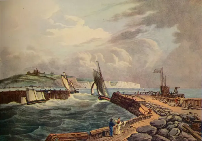 Framed Print : Cutter Entering Dover Harbour, 1819. Artist: Robert Havell Framed Print : Cutter Entering Dover Harbour, 1819. Artist: Robert Havell