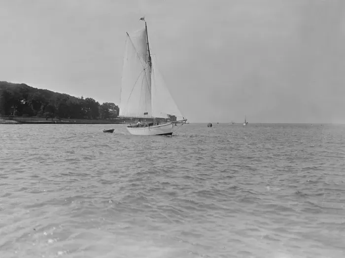 Framed Print : The cutter Fantome towing tender, 1920. Creator: Kirk & Sons of Cowes Framed Print : The cutter Fantome towing tender, 1920. Creator: Kirk & Sons of Cowes