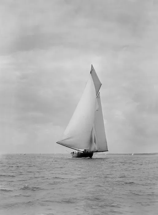 Framed Print : The cutter racing yacht Terpsichore running downwind, 1922. Creator: Kirk & Sons of Cowes Framed Print : The cutter racing yacht Terpsichore running downwind, 1922. Creator: Kirk & Sons of Cowes