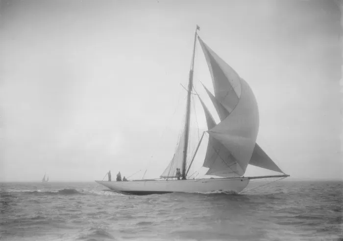Framed Print : The cutter Westwind sailing with spinnaker, 1912. Creator: Kirk & Sons of Cowes Framed Print : The cutter Westwind sailing with spinnaker, 1912. Creator: Kirk & Sons of Cowes