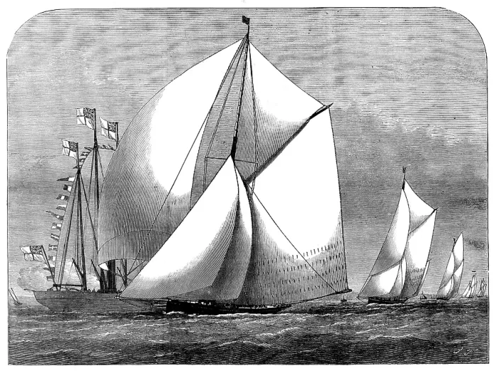 Framed Print : The cutter-yacht Kriemhilda winning Her Majesty's Cup at the Royal Albert Yacht Club Regatta, 1873. Creator: Unknown. The cutter-yacht Kriemhilda winning Her Majesty's Cup at the Royal Albert Yacht Club Regatta, 1873. Creator: Unknown Framed Print : The cutter-yacht Kriemhilda winning Her Majesty's Cup at the Royal Albert Yacht Club Regatta, 1873. Creator: Unknown. The cutter-yacht Kriemhilda winning Her Majesty's Cup at the Royal Albert Yacht Club Regatta, 1873. Creator: Unknown