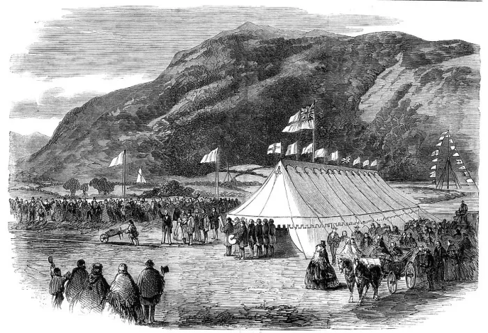 Framed Print : Cutting the first sod of the Conway and Llanrwst Railway, 1860. Creator: Unknown Framed Print : Cutting the first sod of the Conway and Llanrwst Railway, 1860. Creator: Unknown