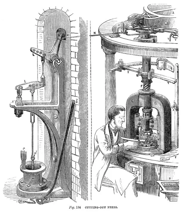 Framed Print : Cutting out Press, 1866