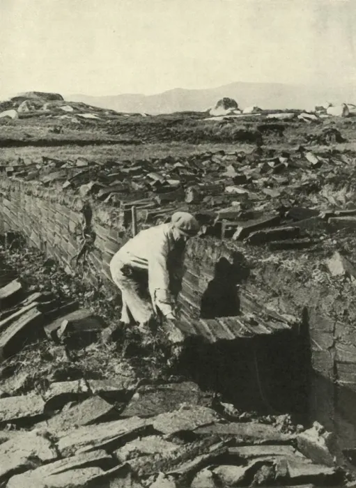 Framed Print : Cutting Turves, c1948. Creator: Unknown Framed Print : Cutting Turves, c1948. Creator: Unknown