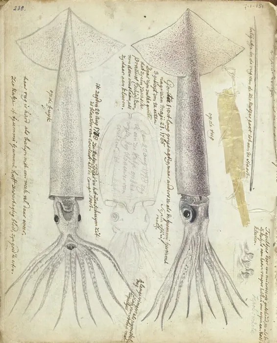 Framed Print : Cuttlefish and Gorita, 1785. Creator: Jan Brandes Framed Print : Cuttlefish and Gorita, 1785. Creator: Jan Brandes