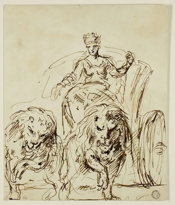 Framed Print : Cybele on Chariot Drawn by Lions, c. 1738. Creator: John Vanderbank Framed Print : Cybele on Chariot Drawn by Lions, c. 1738. Creator: John Vanderbank