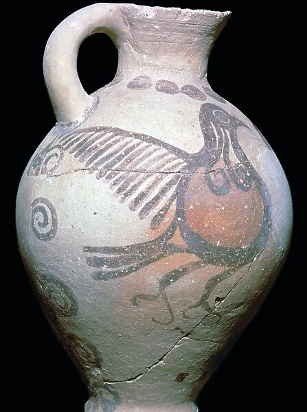 Cycladic jug with painted bird design