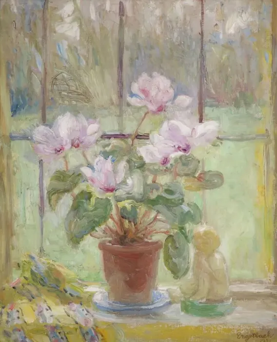 Framed Print : Cyclamen, 1931. Creator: Florence Engelbach Framed Print : Cyclamen, 1931. Creator: Florence Engelbach