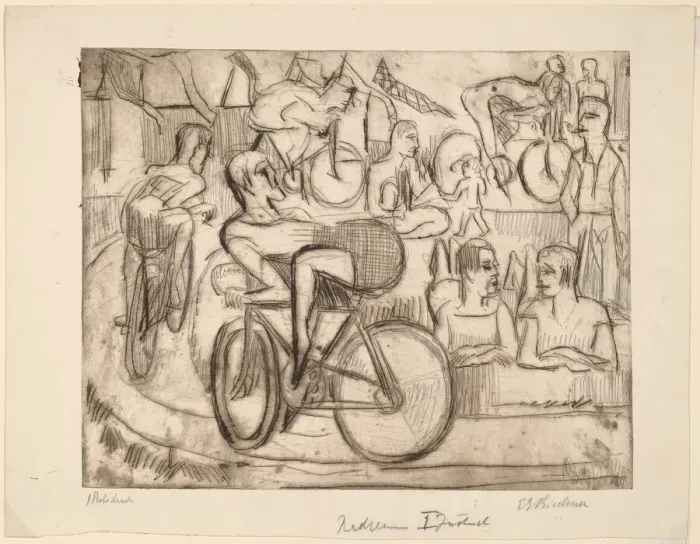 Framed Print : Cycle Race, 1926. Creator: Ernst Kirchner Framed Print : Cycle Race, 1926. Creator: Ernst Kirchner