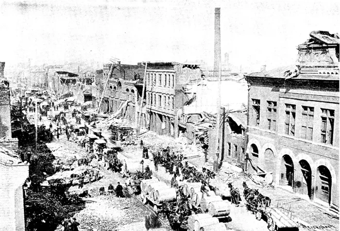 Framed Print : The Cyclone at Louisville, Kentucky, United States: the Tobacco District, West Street, 1890. Creator: Unknown Framed Print : The Cyclone at Louisville, Kentucky, United States: the Tobacco District, West Street, 1890. Creator: Unknown