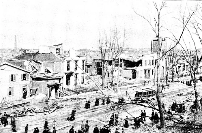 Framed Print : The Cyclone at Louisville, Kentucky, United States: Twelfth Street and Jefferson Street, 1890. Creator: Unknown Framed Print : The Cyclone at Louisville, Kentucky, United States: Twelfth Street and Jefferson Street, 1890. Creator: Unknown