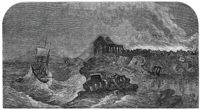 Framed Print : The Cyclorama - the Great Earthquake at Lisbon, 1850. Creator: Unknown Framed Print : The Cyclorama - the Great Earthquake at Lisbon, 1850. Creator: Unknown