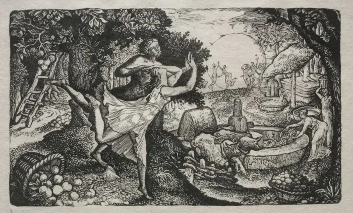 Framed Print : The Cyder Feast: A Vision of Joy and Thanksgiving, 1829. Creator: Edward Calvert (British Framed Print : The Cyder Feast: A Vision of Joy and Thanksgiving, 1829. Creator: Edward Calvert (British