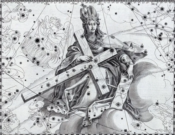 Framed Print : Cygnus as the Holy Cross, 1627. Creator: Julius Schiller Framed Print : Cygnus as the Holy Cross, 1627. Creator: Julius Schiller