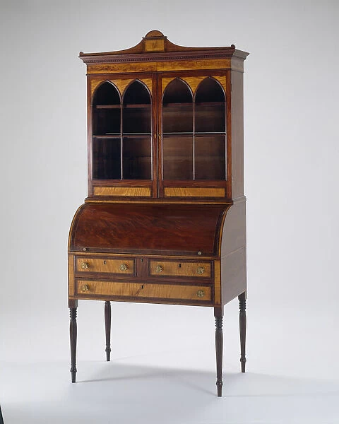 Cylinder Desk and Bookcase, 1800  /  10. Creator: Unknown