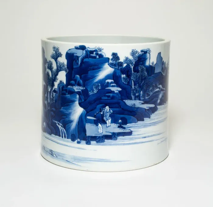 Framed Print : Cylindrical Jar with Figures in a Landscape, Qing dynasty (1644-1911) Framed Print : Cylindrical Jar with Figures in a Landscape, Qing dynasty (1644-1911)