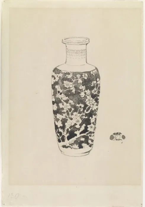Framed Print : Cylindrical vase with thick neck, 1876. Creator: James Abbott McNeill Whistler Framed Print : Cylindrical vase with thick neck, 1876. Creator: James Abbott McNeill Whistler