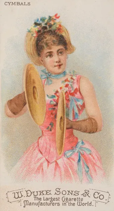 Framed Print : Cymbals, from the Musical Instruments series (N82) for Duke brand cigarettes, 1888. 1888 Framed Print : Cymbals, from the Musical Instruments series (N82) for Duke brand cigarettes, 1888. 1888