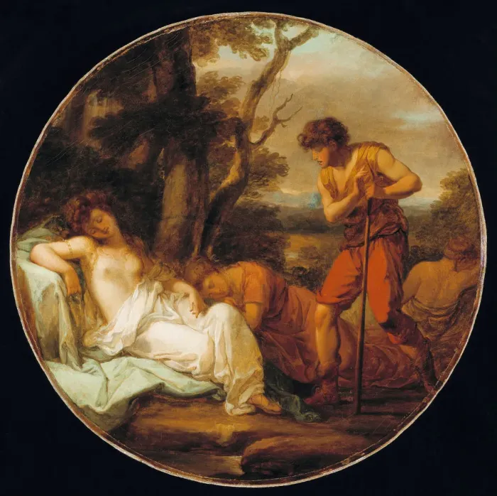Framed Print : Cymon and Iphigenia, c. 1780. Artist: Kauffmann, Angelika (1741-1807) Framed Print : Cymon and Iphigenia, c. 1780. Artist: Kauffmann, Angelika (1741-1807)