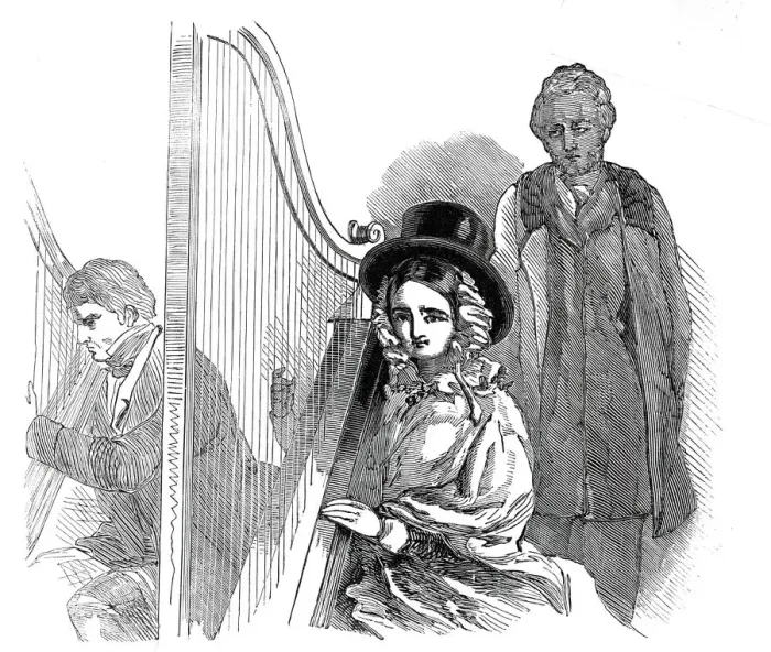 Framed Print : The Cymreigyddion Festival - harpers, 1845. Creator: Unknown Framed Print : The Cymreigyddion Festival - harpers, 1845. Creator: Unknown