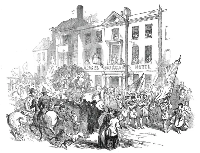 Framed Print : The Cymreigyddion Festival - the procession through Abergavenny, 1845. Creator: Smyth Framed Print : The Cymreigyddion Festival - the procession through Abergavenny, 1845. Creator: Smyth