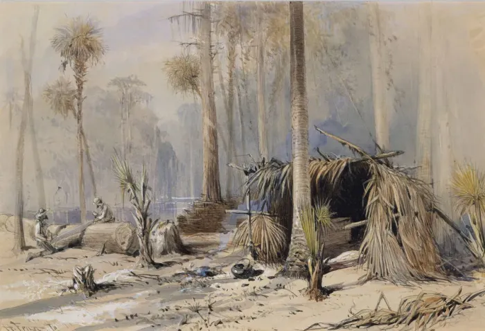 Framed Print : The Cypress-Shingle Yard, Ocklawaha River, Florida, 1870. Creator: Harry Fenn Framed Print : The Cypress-Shingle Yard, Ocklawaha River, Florida, 1870. Creator: Harry Fenn