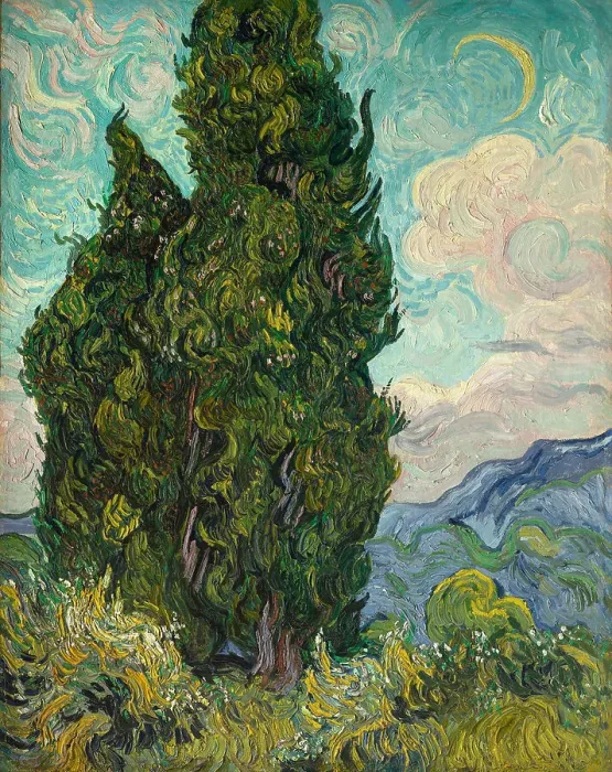Framed Print : Cypresses. Artist: Gogh, Vincent, van (1853-1890) Framed Print : Cypresses. Artist: Gogh, Vincent, van (1853-1890)