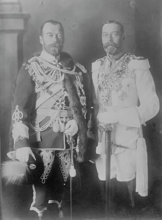 Framed Print : Czar Nicholas II, King George V, 1913. Creator: Bain News Service Framed Print : Czar Nicholas II, King George V, 1913. Creator: Bain News Service