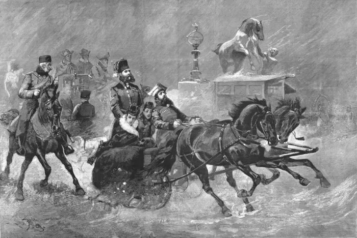 Framed Print : The Czarina Driving Through St. Petersburg, 1890. Creator: Unknown Framed Print : The Czarina Driving Through St. Petersburg, 1890. Creator: Unknown