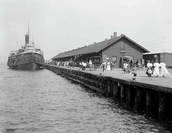 D.& C. str. at dock, St. Ignace, Mich. between 1900 and 1920. Creator: Unknown. D.& C. str. at dock, St. Ignace, Mich. between 1900 and 1920. Creator: Unknown