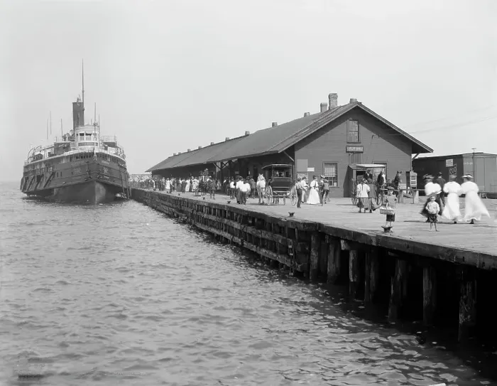 Framed Print : D.& C. str. at dock, St. Ignace, Mich. between 1900 and 1920. Creator: Unknown. D.& C. str. at dock, St. Ignace, Mich. between 1900 and 1920. Creator: Unknown Framed Print : D.& C. str. at dock, St. Ignace, Mich. between 1900 and 1920. Creator: Unknown. D.& C. str. at dock, St. Ignace, Mich. between 1900 and 1920. Creator: Unknown