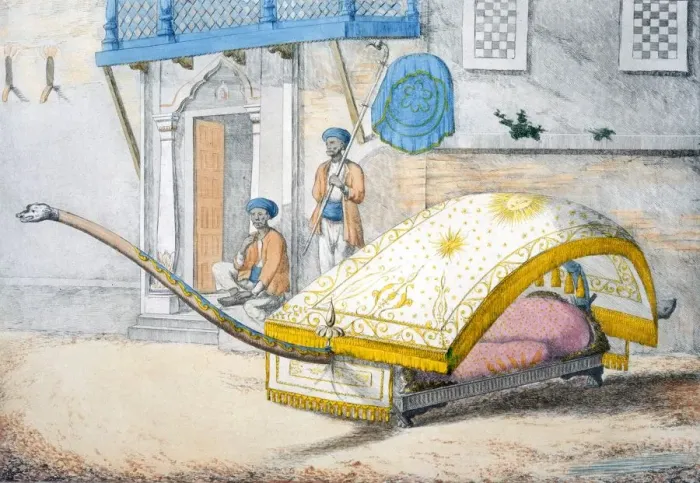 Framed Print : D jehalledar, or canopied bed conveyance with extra-long front, 1799 Framed Print : D jehalledar, or canopied bed conveyance with extra-long front, 1799