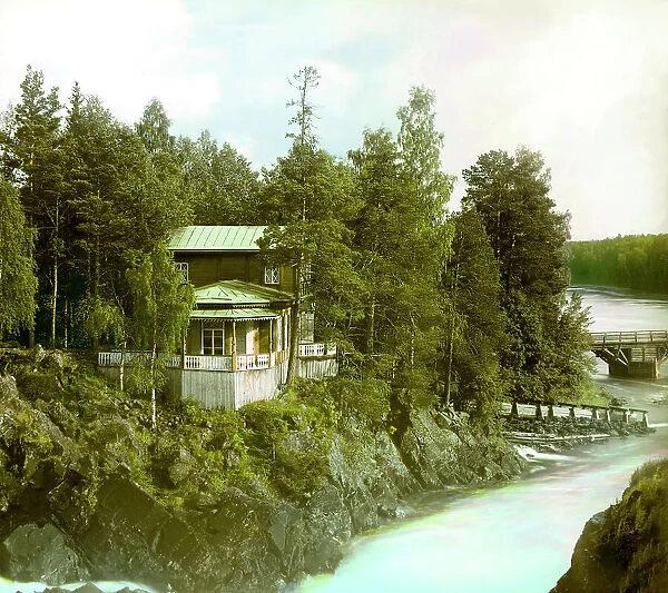 Dacha near Kivach waterfall, Suna River, 1915. Creator: Sergey Mikhaylovich Prokudin-Gorsky