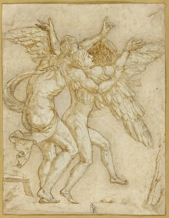 Framed Print : Daedalus and Icarus, n.d. Creator: Giulio Romano Framed Print : Daedalus and Icarus, n.d. Creator: Giulio Romano