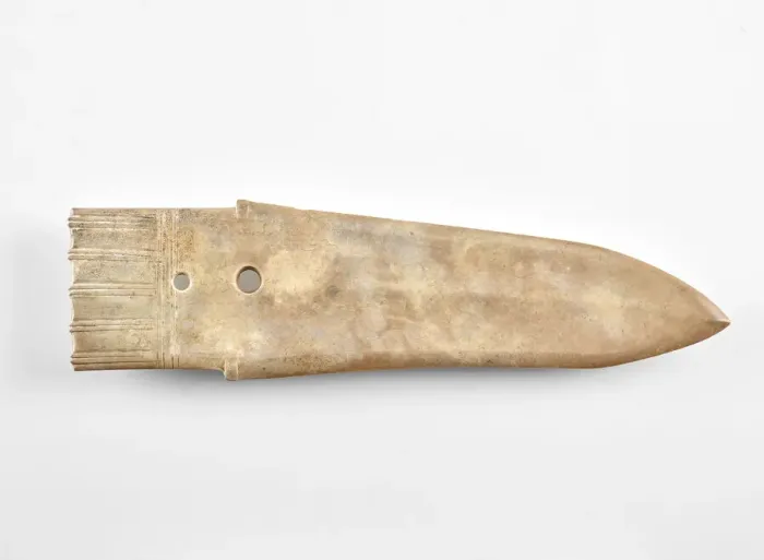 Framed Print : Dagger-axe (ge ?), fragment reworked, Erlitou culture or early Shang dynasty Framed Print : Dagger-axe (ge ?), fragment reworked, Erlitou culture or early Shang dynasty