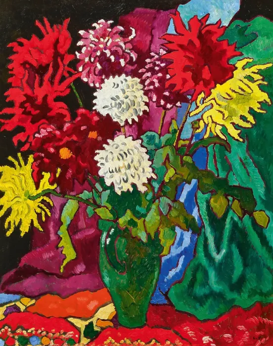Framed Print : Dahlias, cruche verte, 1942. Creator: Valtat, Louis (1869-1952) Framed Print : Dahlias, cruche verte, 1942. Creator: Valtat, Louis (1869-1952)